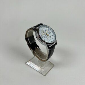 Shshd Sport Dress Watch Black Strap, White Face, Yellow Details